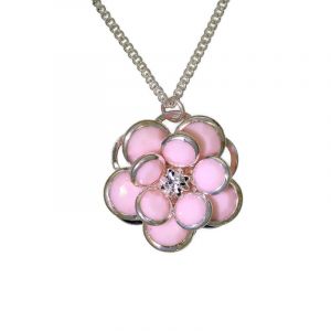 Růžový náhrdelník s kytičkou
