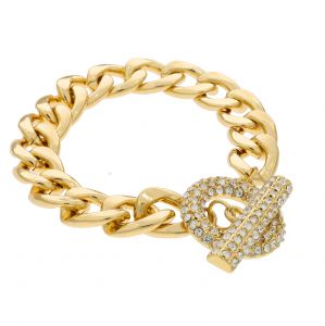Náramek řetěz s kamínky zlaté barvy
