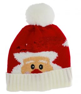 Vánoční pletená čepice se Santou