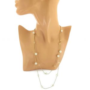 Dlouhý zlatý náhrdelník s perličkami