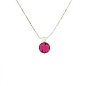 Stříbrný náhrdelník s růžovým kamínkem