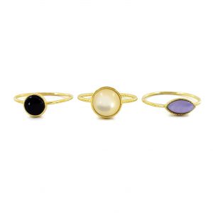 Tři prstýnky s kamínky z umělé perleti | S,  M, L