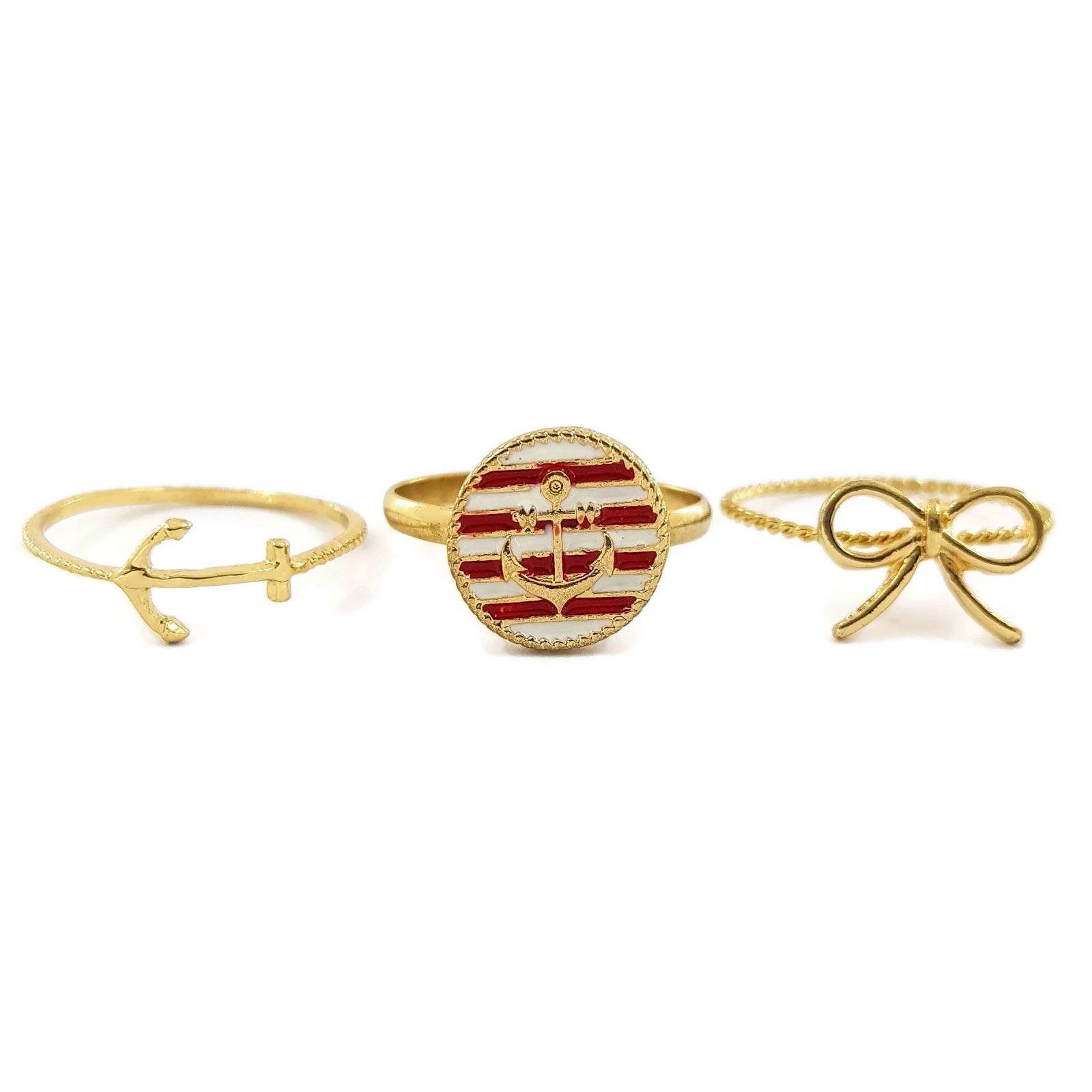 Prsteny zlaté barvy s námořnickými motivy