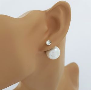 Oboustranné náušnice s kamínkem a perlou