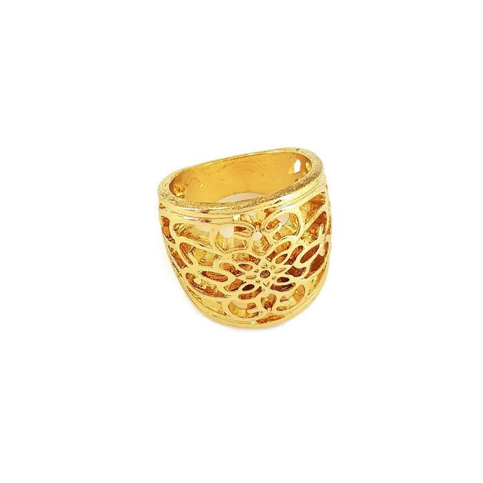 Velký zlatý krajkovaný prsten do tvaru květin