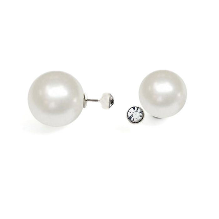 Oboustranné náušnice s kamínkem a perlou