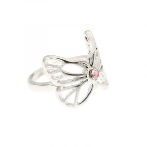 Růžový motýlek s kamínkem prstýnek